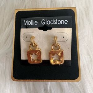 Vintage Mollie Gladstone Gold Tone Star Earrings